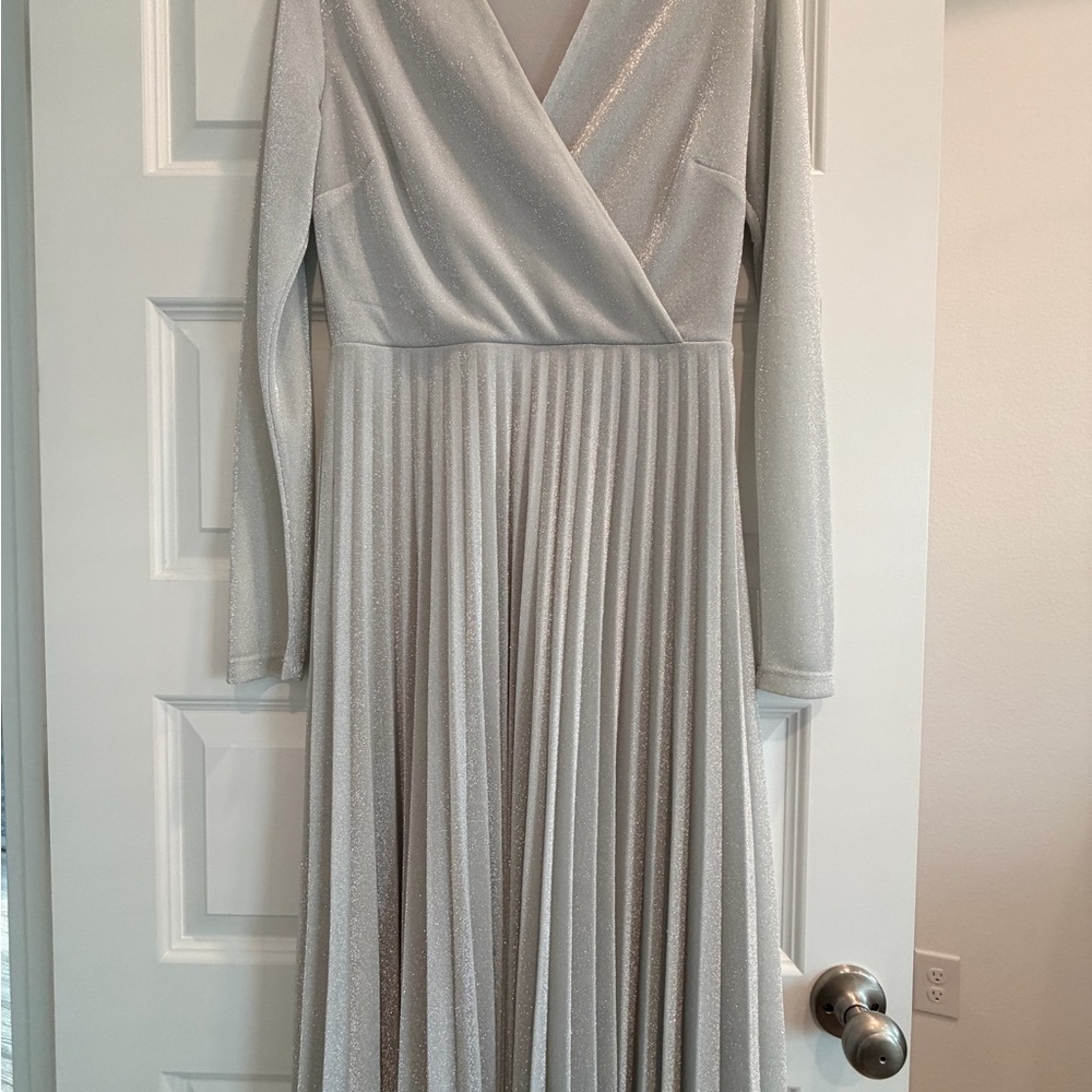 Elegant Silver Long Sleeve Dress